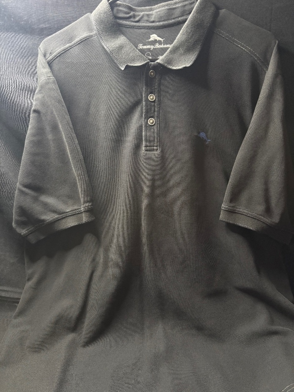 Tommy Bahama Black Short Sleeve Polo Blue Marlin Embroidered Mens XL